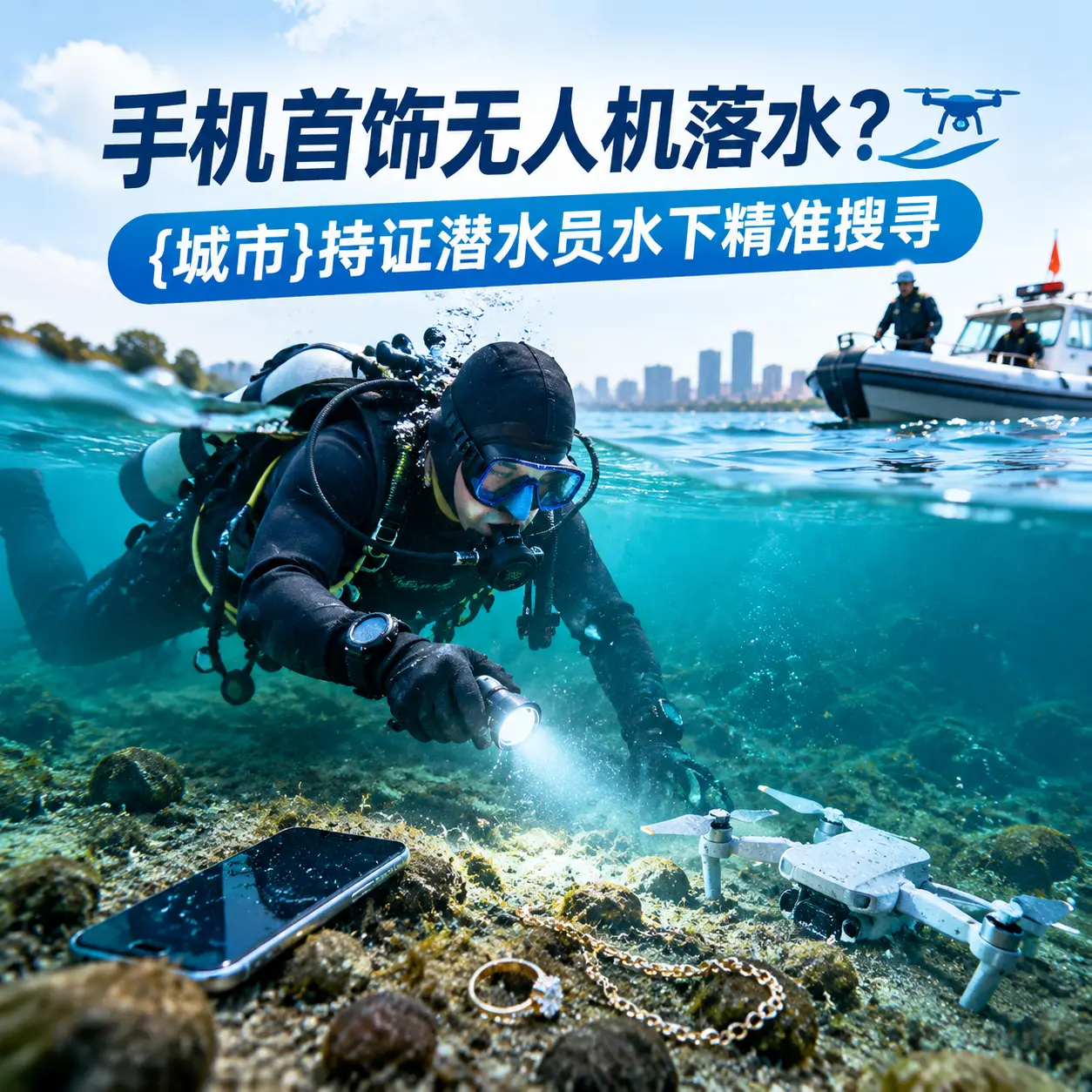 手机首饰无人机落水？衡山持证潜水员水下精准搜寻